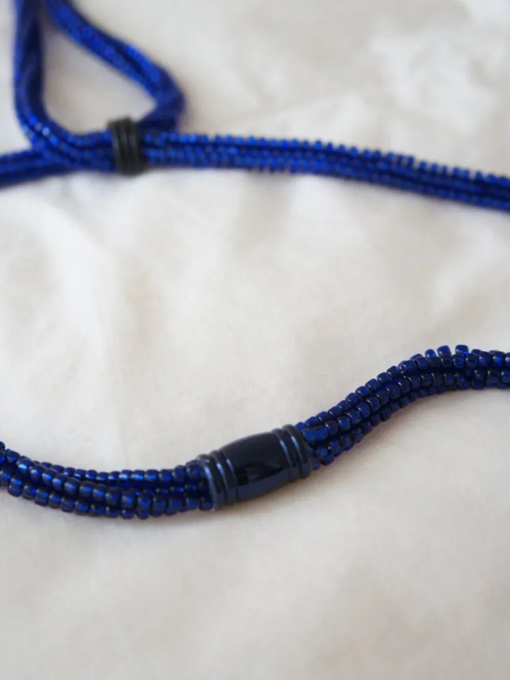 Vintage Blue & Green Long Adjustable Beaded Rope Belt or Necklace